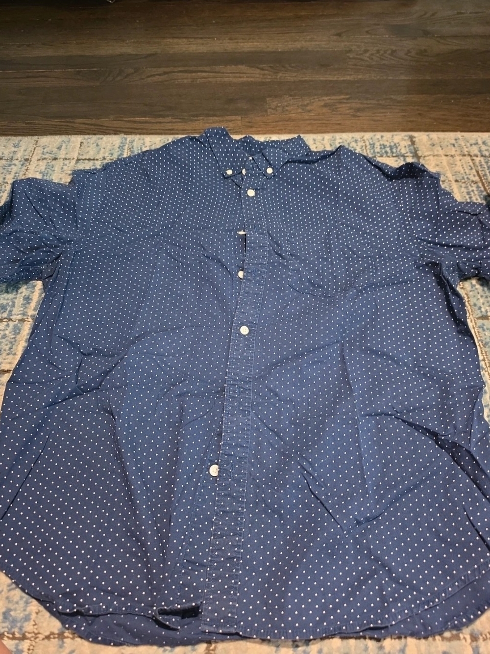 Old Navy Navy Blue Polka Dot Button-Down Shirt